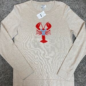 J.Crew Women's Teddie Sz M Lobster Sweater Ocean Nautical Beach Preppy Cotton